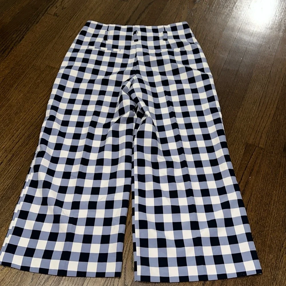 New York And Company Gingham Dress Wide Leg Capri Pants With Pockets 14 Tall